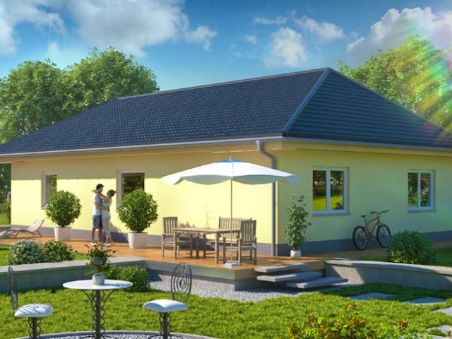 Massivhaus Bungalow WETTIN von Aktuell Bau, Bungalow Außenansicht 1 Massivhaus Bungalow WETTIN von Aktuell Bau, Bungalow Außenansicht 1