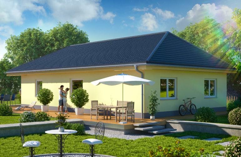 Massivhaus Bungalow WETTIN von Aktuell Bau, Bungalow Außenansicht 1