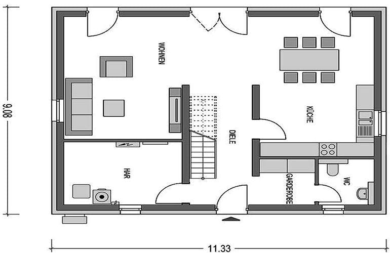 Massivhaus Calvus 631 von Heinz von Heiden Schlüsselfertig ab 248474€, Grundriss 1