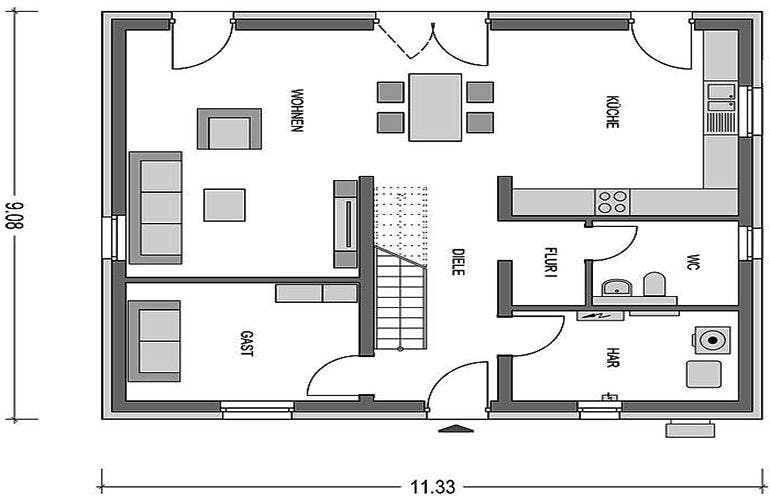 Massivhaus Cirro 632 von Heinz von Heiden Schlüsselfertig ab 260747€, Grundriss 1