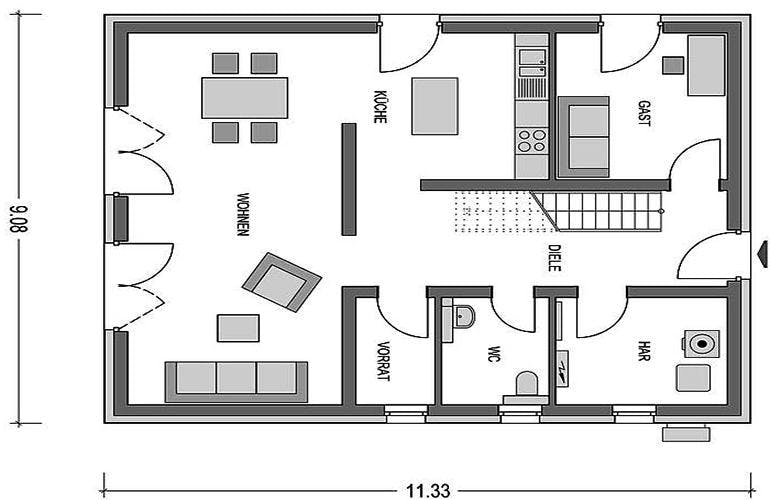 Massivhaus Cirro 633 von Heinz von Heiden Schlüsselfertig ab 260747€, Grundriss 1