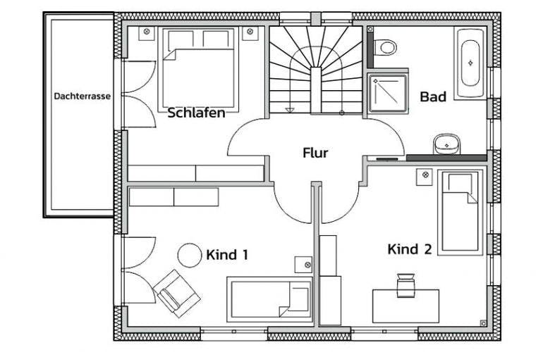 Massivhaus CUBE-M von Kagebau, Cubushaus Grundriss 1