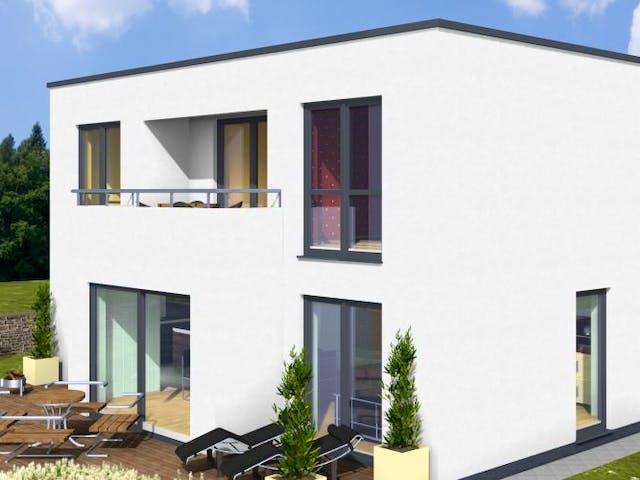 Massivhaus CUBUS 150 FD von Wäller-Haus Schlüsselfertig ab 299900€,  Außenansicht 4