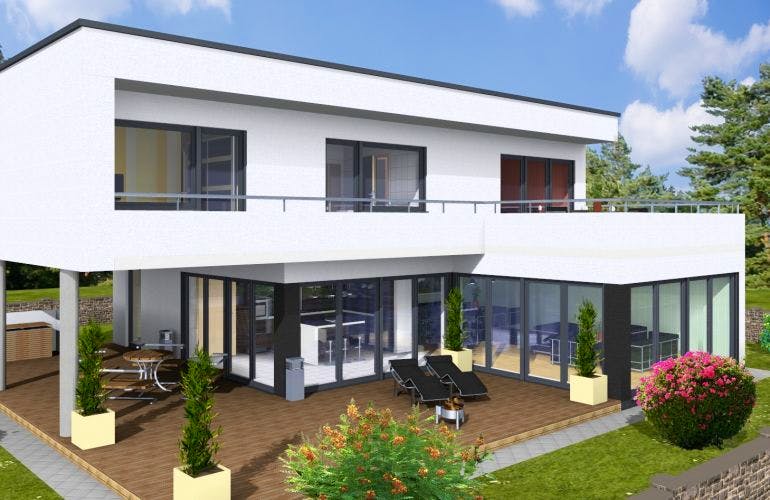 Massivhaus CUBUS 225 FD von Wäller-Haus Schlüsselfertig ab 399900€, Cubushaus Außenansicht 1