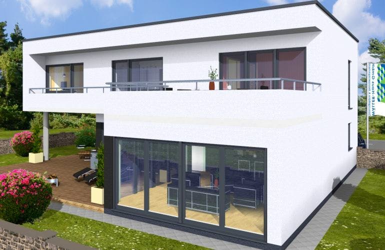 Massivhaus CUBUS 225 FD von Wäller-Haus Schlüsselfertig ab 399900€, Cubushaus Außenansicht 2
