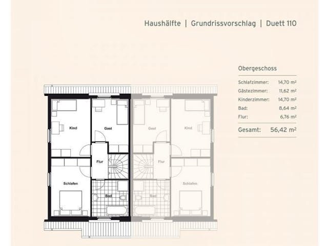 Massivhaus DH Duett 110 von Rostow Massivhaus,  Grundriss 1