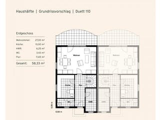 Massivhaus DH Duett 110 von Rostow Massivhaus, Grundriss 2