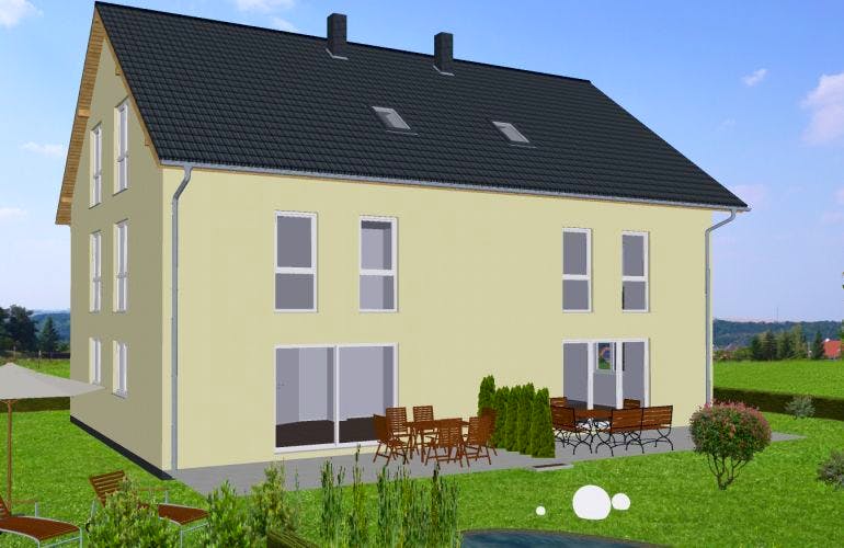 Massivhaus DHH Würzburg von Ambiente Massivhaus, Außenansicht 1