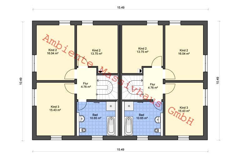 Massivhaus DHH Würzburg von Ambiente Massivhaus, Grundriss 2