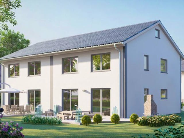 Massivhaus Doppelhaus ALTENBERG von Aktuell Bau, Außenansicht 1 Massivhaus Doppelhaus ALTENBERG von Aktuell Bau, Außenansicht 1