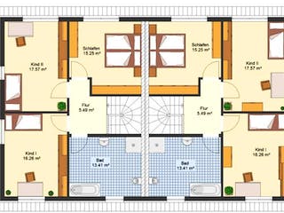 Massivhaus Doppelhaus ALTENBERG von Aktuell Bau,  Grundriss 2
