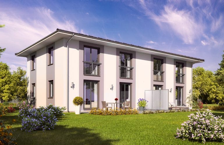 Massivhaus Doppelhaus Berlin von Rostow Massivhaus, Stadtvilla Außenansicht 1