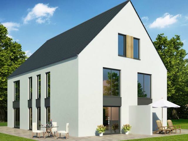 Massivhaus Doppelhaus DH 110 Variante K von Baudirekt, Außenansicht 1 Massivhaus Doppelhaus DH 110 Variante K von Baudirekt, Außenansicht 1