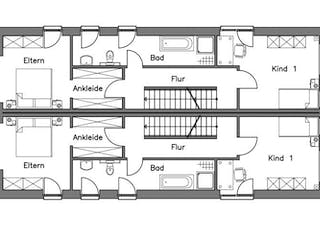 Massivhaus Doppelhaus DH 110 Variante K von Baudirekt,  Grundriss 2