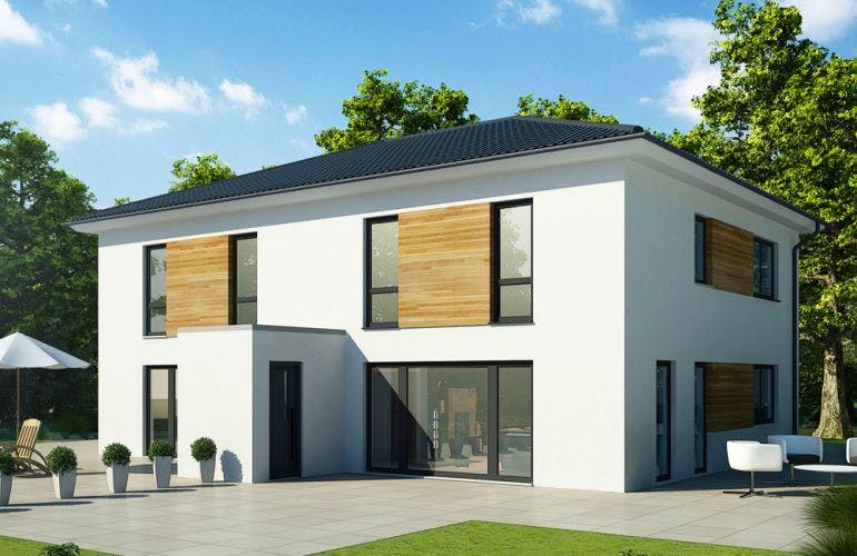 Massivhaus Doppelhaus DH 110 Variante M von Baudirekt, Außenansicht 1