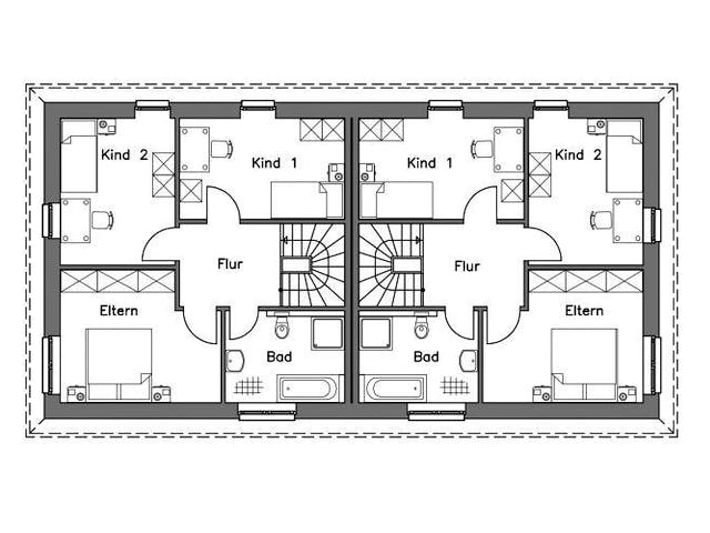 Massivhaus Doppelhaus DH 110 Variante M von Baudirekt,  Grundriss 2