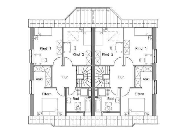 Massivhaus Doppelhaus DH 120 Variante K von Baudirekt, Grundriss 1 Massivhaus Doppelhaus DH 120 Variante K von Baudirekt, Grundriss 1