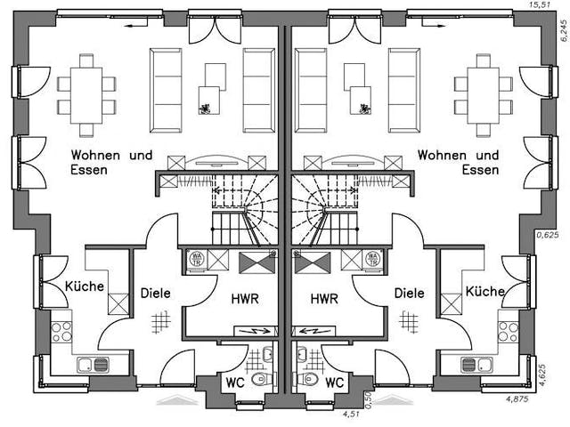 Massivhaus Doppelhaus DH 120 Variante M von Baudirekt,  Grundriss 2