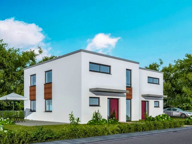 Massivhaus Doppelhaus DH 120 Variante T von Baudirekt, Außenansicht 1 Massivhaus Doppelhaus DH 120 Variante T von Baudirekt, Außenansicht 1