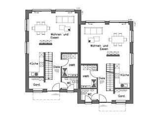 Massivhaus Doppelhaus DH 120 Variante T von Baudirekt, Grundriss 2
