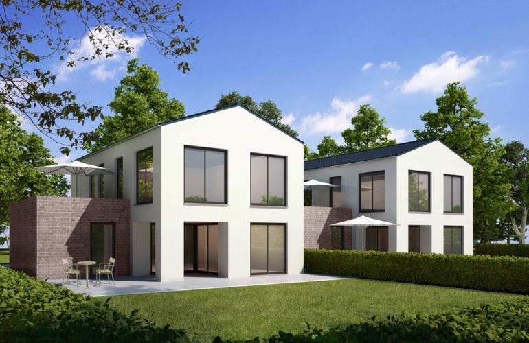 Massivhaus Doppelhaus DH 130 Variante T von Baudirekt, Außenansicht 1