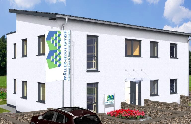 Massivhaus Doppelhaus DUO 200 mit Pultdach von Wäller-Haus Schlüsselfertig ab 359900€, Außenansicht 1