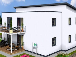 Massivhaus Doppelhaus DUO 200 mit Pultdach von Wäller-Haus Schlüsselfertig ab 359900€,  Außenansicht 3
