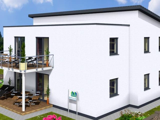 Massivhaus Doppelhaus DUO 200 mit Pultdach von Wäller-Haus Schlüsselfertig ab 359900€,  Außenansicht 3