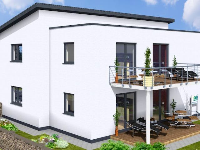 Massivhaus Doppelhaus DUO 200 mit Pultdach von Wäller-Haus Schlüsselfertig ab 359900€,  Außenansicht 4