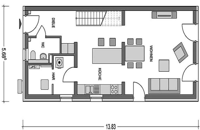 Massivhaus Doppelhaus F280 von Heinz von Heiden,  Grundriss 2