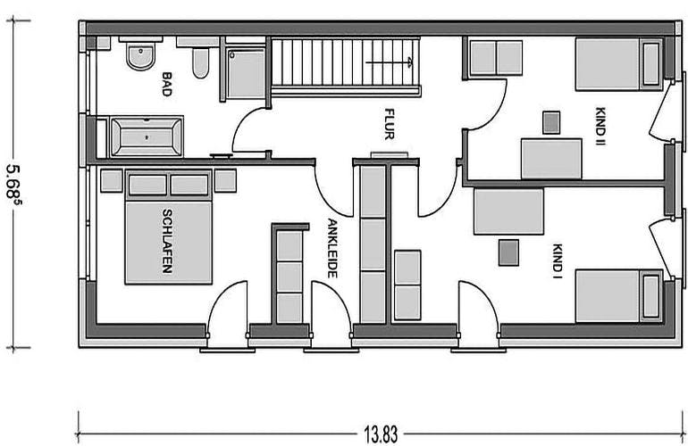 Massivhaus Doppelhaus F280 von Heinz von Heiden,  Grundriss 1