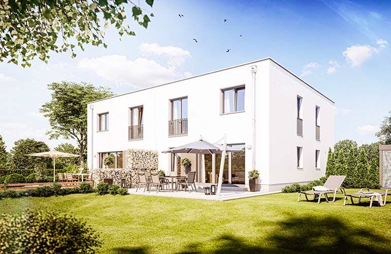 Massivhaus Doppelhaus F551 von Heinz von Heiden Schlüsselfertig ab 228446€,  Außenansicht 1