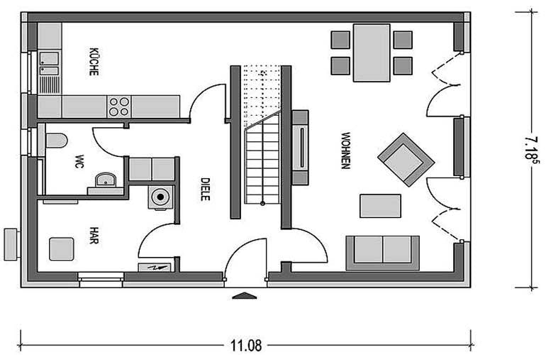 Massivhaus Doppelhaus F551 von Heinz von Heiden Schlüsselfertig ab 228446€, Grundriss 1