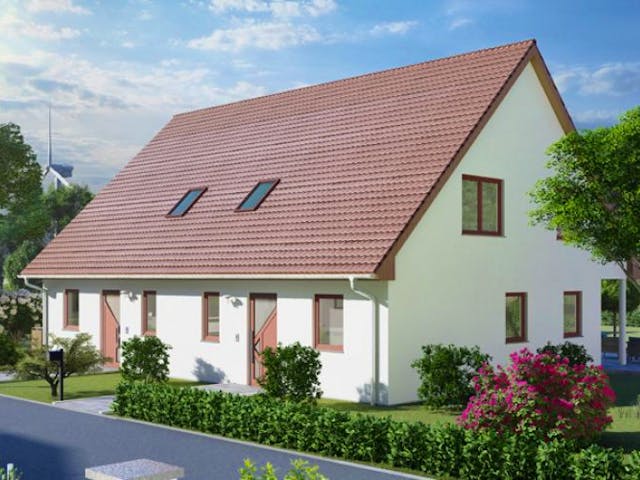 Massivhaus Doppelhaus FREIBERG von Aktuell Bau, Außenansicht 1 Massivhaus Doppelhaus FREIBERG von Aktuell Bau, Außenansicht 1