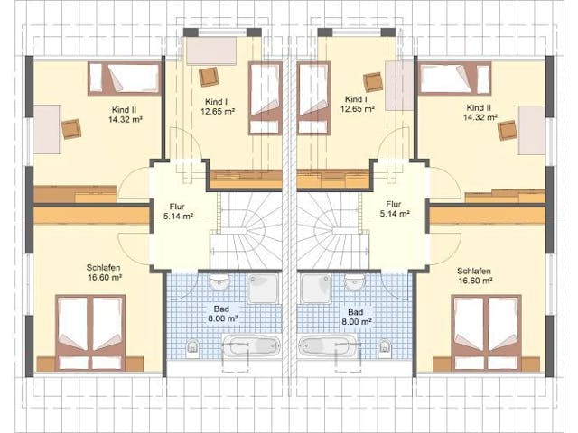 Massivhaus Doppelhaus FREIBERG von Aktuell Bau, Grundriss 1 Massivhaus Doppelhaus FREIBERG von Aktuell Bau, Grundriss 1