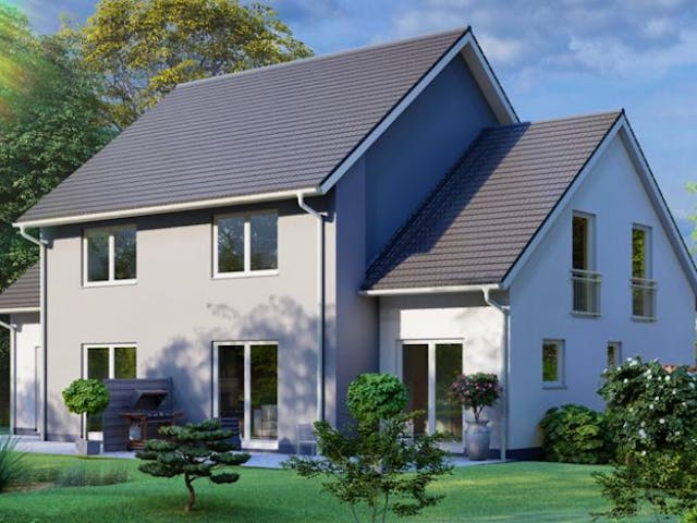 Massivhaus Doppelhaus FREITAL von Aktuell Bau, Außenansicht 1 Massivhaus Doppelhaus FREITAL von Aktuell Bau, Außenansicht 1