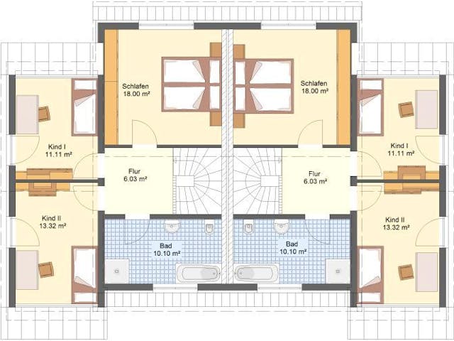 Massivhaus Doppelhaus FREITAL von Aktuell Bau, Grundriss 1 Massivhaus Doppelhaus FREITAL von Aktuell Bau, Grundriss 1