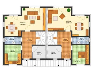 Massivhaus Doppelhaus FREITAL von Aktuell Bau,  Grundriss 1