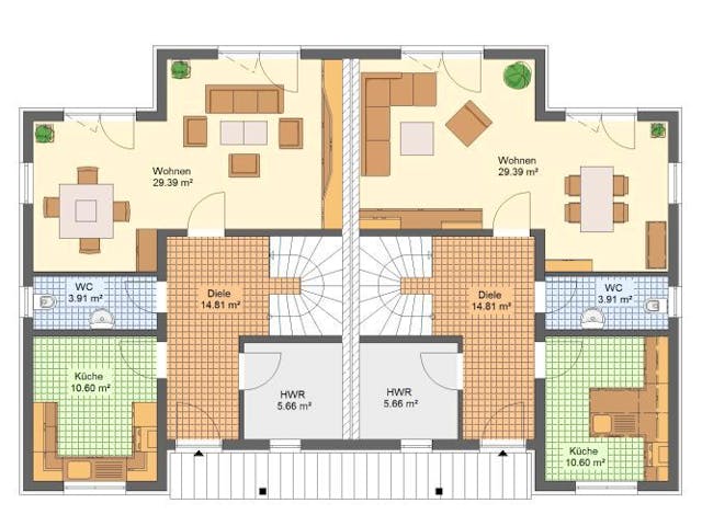 Massivhaus Doppelhaus FREITAL von Aktuell Bau,  Grundriss 2