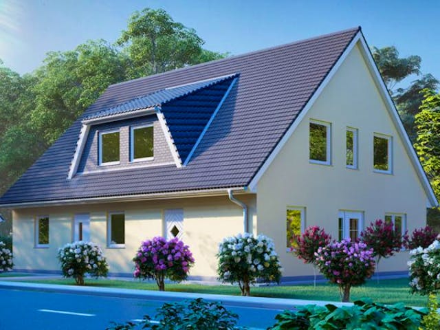 Massivhaus Doppelhaus HALLE von Aktuell Bau, Außenansicht 1 Massivhaus Doppelhaus HALLE von Aktuell Bau, Außenansicht 1