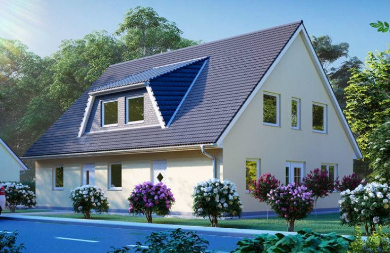 Massivhaus Doppelhaus HALLE von Aktuell Bau, Außenansicht 2