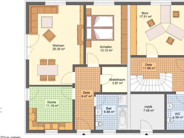 Massivhaus Doppelhaus HALLE von Aktuell Bau,  Grundriss 1