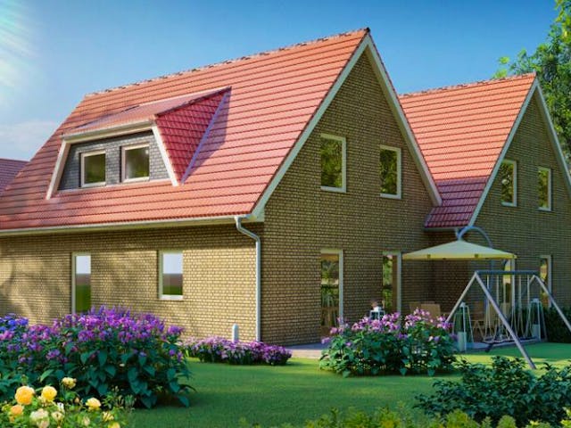 Massivhaus Doppelhaus HARMONIE von Aktuell Bau, Außenansicht 1 Massivhaus Doppelhaus HARMONIE von Aktuell Bau, Außenansicht 1