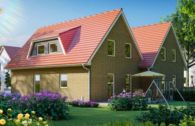 Massivhaus Doppelhaus HARMONIE von Aktuell Bau, Außenansicht 1