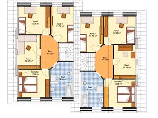 Massivhaus Doppelhaus HARMONIE von Aktuell Bau,  Grundriss 1