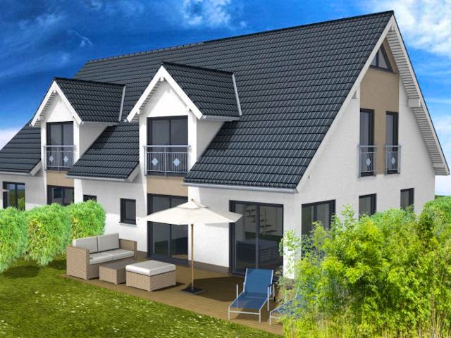 Massivhaus Doppelhaus Kelkheim von Immobilien Atelier Klaus Reuter, Außenansicht 1 Massivhaus Doppelhaus Kelkheim von Immobilien Atelier Klaus Reuter, Außenansicht 1