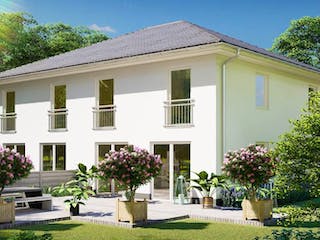Massivhaus Doppelhaus KLINGENTHAL von Aktuell Bau,  Außenansicht 1