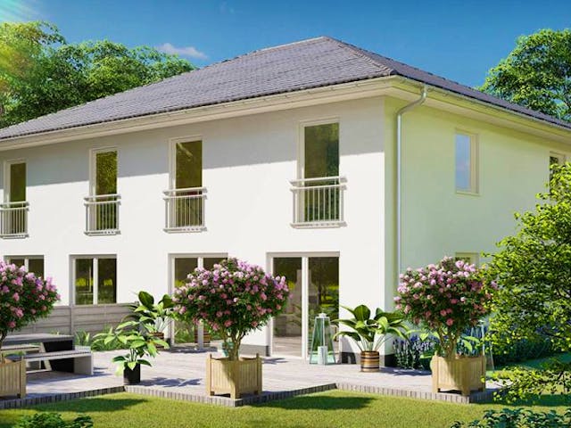 Massivhaus Doppelhaus KLINGENTHAL von Aktuell Bau, Außenansicht 1 Massivhaus Doppelhaus KLINGENTHAL von Aktuell Bau, Außenansicht 1