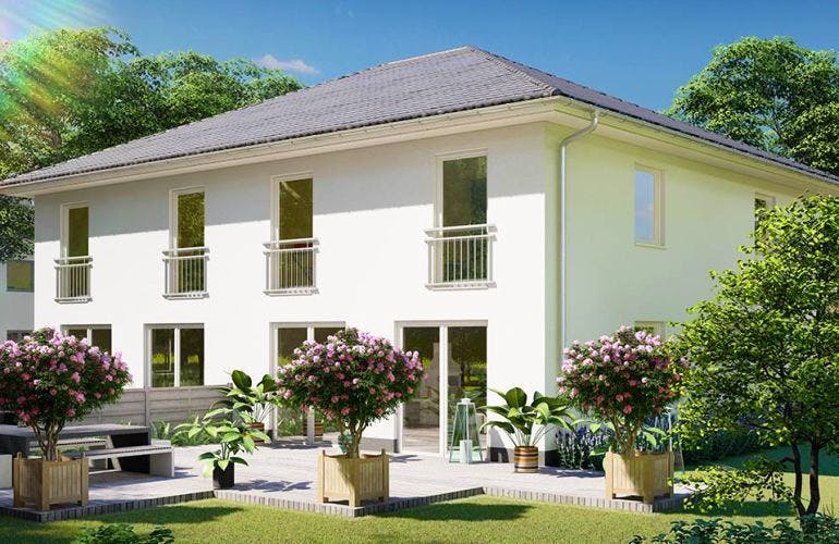 Massivhaus Doppelhaus KLINGENTHAL von Aktuell Bau, Außenansicht 1