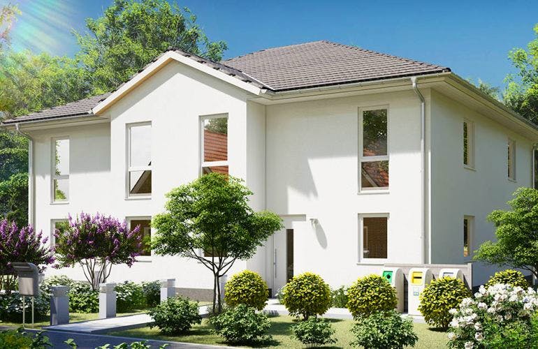 Massivhaus Doppelhaus KLINGENTHAL von Aktuell Bau, Außenansicht 2